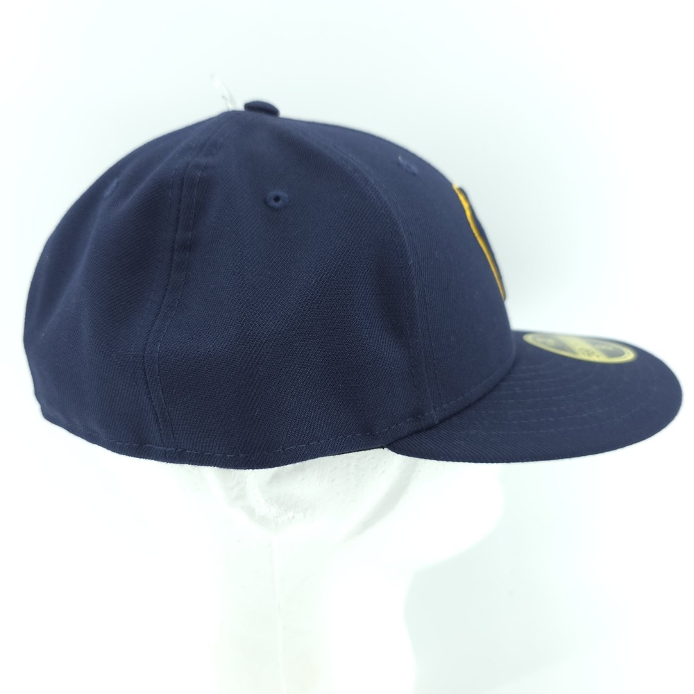 New‎ Era 59Fifty Milwaukee Brewers Navy Blue Fitted Size 8 Low Profile Hat NEW - Picture 5 of 10